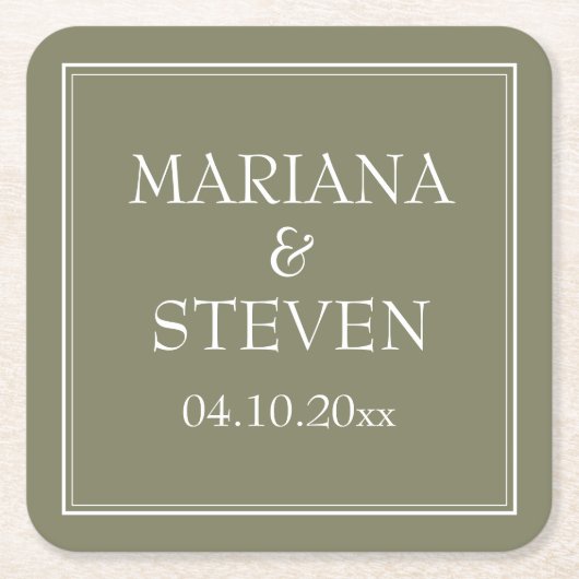 ミニマモダンリスト緑 スクエアペーパーコースター (正面)