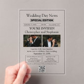 ミニマモダンリスト編集可能シック新聞社結婚の アクリル招待状 (インサイチュ (ポータブル))