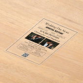 ミニマモダンリスト編集可能シック新聞社結婚の アクリル招待状 (レイダウン)