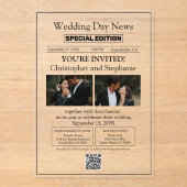 ミニマモダンリスト編集可能シック新聞社結婚の アクリル招待状 (正面)