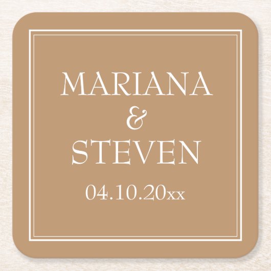 ミニマモダンリスト縁どタンベージュ スクエアペーパーコースター (正面)