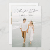 ミニマモダンリスト縦写真日付の保存 招待状 (正面/裏面)