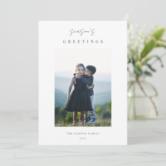 ミニマモダンリスト縦型クリスマスフォト シーズンカード (スタンド正面)