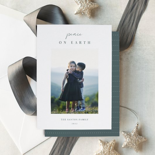 ミニマモダンリスト縦型クリスマスフォト シーズンカード