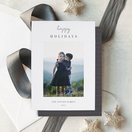 ミニマモダンリスト縦型クリスマスフォト シーズンカード