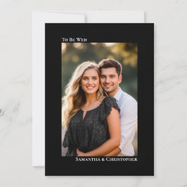 ミニマモダンリスト縦型フォトブラック結婚ズ 招待状