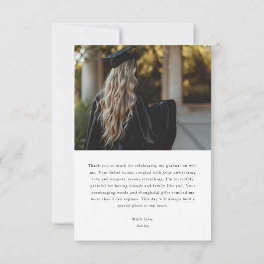 ミニマモダンリスト縦型写真卒業 サンキューカード (裏面)