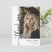 ミニマモダンリスト縦型写真卒業 サンキューカード (スタンド正面)