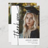 ミニマモダンリスト縦型写真卒業 サンキューカード (正面/裏面)