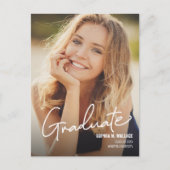 ミニマモダンリスト縦型写真卒業 案内ポストカード (正面)