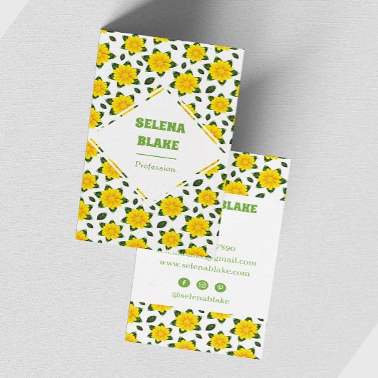 ミニマモダンリスト縦花柄 名刺