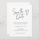 ミニマモダンリスト署名フォント日付の保存 セーブザデート (正面/裏面)