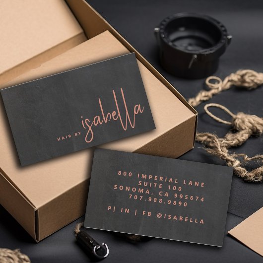 ミニマモダンリスト美容師スクリプト名ブラック 名刺