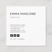 ミニマモダンリスト美容師写真 スクエア名刺 (裏面)