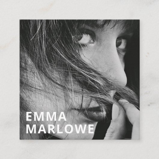 ミニマモダンリスト美容師写真 スクエア名刺 (正面)