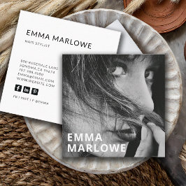 ミニマモダンリスト美容師写真 スクエア名刺