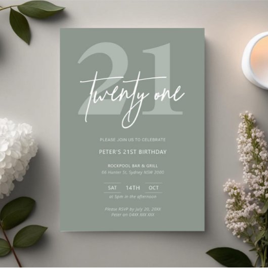 ミニマモダンリスト聖人21歳の誕生日パーティー 招待状