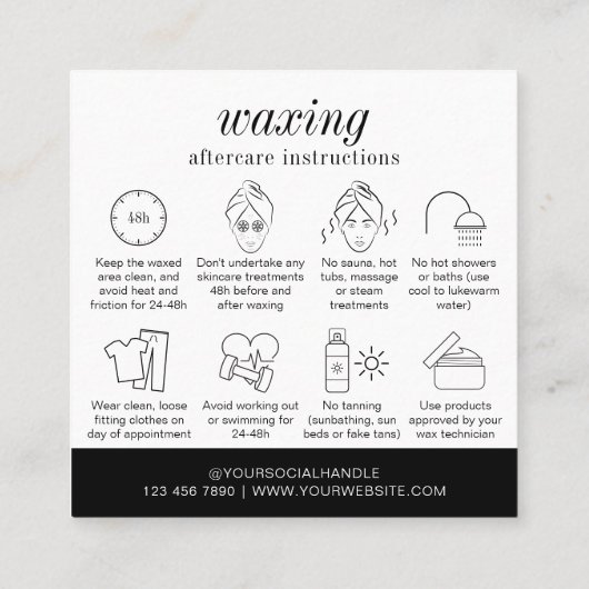 ミニマモダンリスト脱毛ワッシ気にングカード スクエア名刺 (裏面)