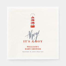 ミニマモダンリスト航海のライトハウスベビーシャワー スタンダードランチョンナプキン