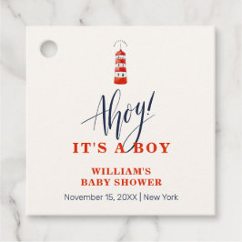 ミニマモダンリスト航海のライトハウスベビーシャワー フェイバータグ