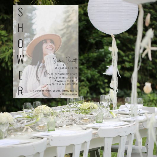 ミニマモダンリスト花嫁フォトIIブライダルシャワー 招待状