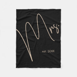 ミニマモダンリスト花嫁 |黒+ベージュスクリプト フリースブランケット
