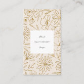 ミニマモダンリスト花柄バラ金ゴールド 名刺 (正面)