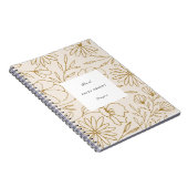 ミニマモダンリスト花柄金ゴールドとクリーム ノートブック (右側)