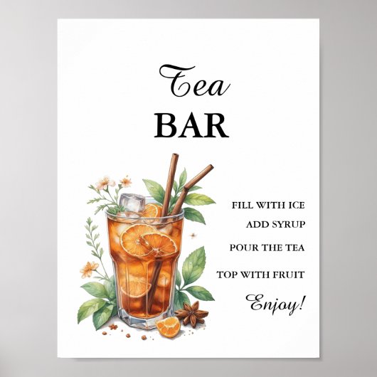 ミニマモダンリスト茶バー夏誕生日標識 ポスター (正面)