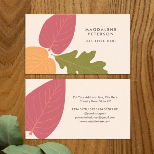 ミニマモダンリスト葉のグラフィック自然の色 名刺