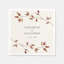 ミニマモダンリスト葉秋の結婚式 スタンダードカクテルナプキン