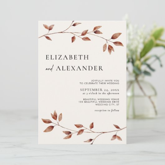 ミニマモダンリスト葉秋の結婚式 招待状 (スタンド正面)