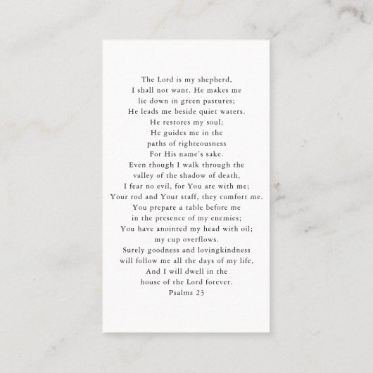 ミニマモダンリスト葬儀記念祈りの言葉カード 名刺 (裏面)