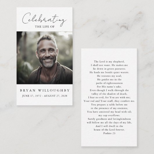 ミニマモダンリスト葬儀記念祈りの言葉カード 名刺 (正面/裏面)