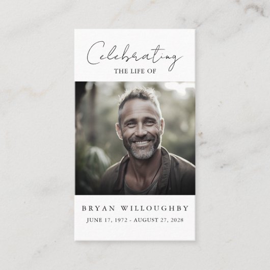 ミニマモダンリスト葬儀記念祈りの言葉カード 名刺 (正面)