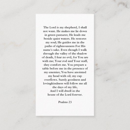 ミニマモダンリスト葬儀記念祈りの言葉カード 名刺 (裏面)