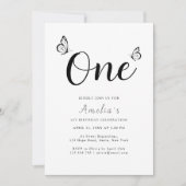 ミニマモダンリスト蝶1stバースデーフォト 招待状 (正面)