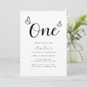 ミニマモダンリスト蝶1stバースデーフォト 招待状 (スタンド正面)