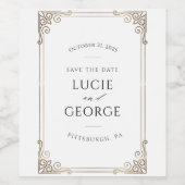 ミニマモダンリスト装飾枠の日付の保存 ワインラベル (シングルラベル)