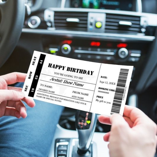 ミニマモダンリスト誕生日ギフトコンサートチケット 招待状