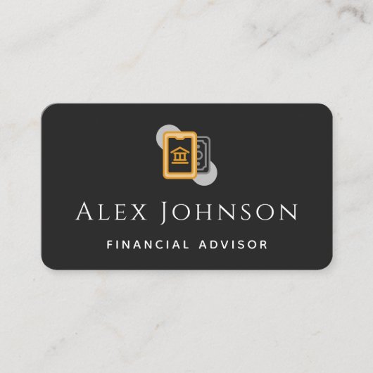 ミニマモダンリスト財務顧問ブラック&ホワイト 名刺 (正面)