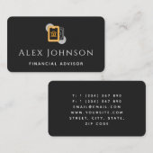 ミニマモダンリスト財務顧問ブラック&ホワイト 名刺 (正面/裏面)