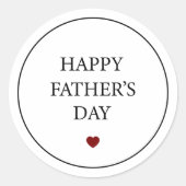 ミニマモダンリスト赤いハートハッピーファーザーズ・デイ ラウンドシール (正面)