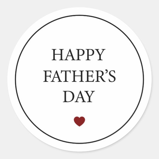 ミニマモダンリスト赤いハートハッピーファーザーズ・デイ ラウンドシール (正面)