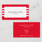 ミニマモダンリスト赤い白のストライプフリーランサー 名刺 (正面/裏面)