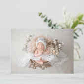 ミニマモダンリスト赤ちゃんシャワーありがとうフォトカード 案内状 (スタンド正面)