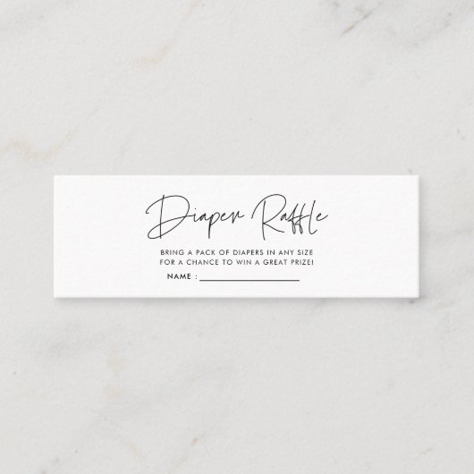 ミニマモダンリスト赤ちゃんシャワーおむつラッフルチケット スキニー名刺 (正面)