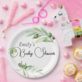 ミニマモダンリスト赤ちゃんシャワーオリーブ ペーパープレート (パーティー)