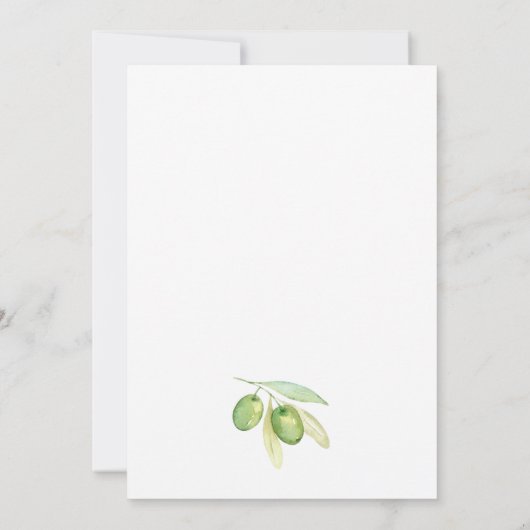 ミニマモダンリスト赤ちゃんシャワーオリーブ 招待状 (裏面)