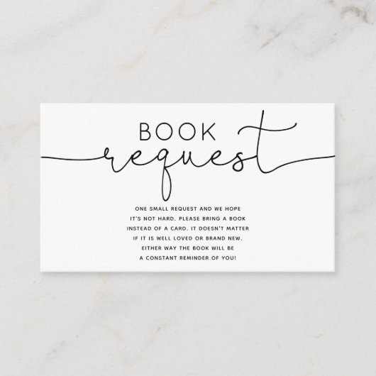 ミニマモダンリスト赤ちゃんシャワーブックリクエストカード エンクロージャーカード (正面)